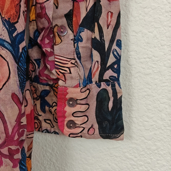 Natural Life Nwot Long Sleeve Button Up Floral Sea Shirt Dress Small Womens - Picture 13 of 14